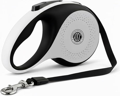 American Kennel Club Heavy Duty Retractable Dog Leash, 16.4ft, Tangle-Free, Ergonomic Grip, One-Hand Brake, for Medium & Large Dogs up to 110 lbs Gray