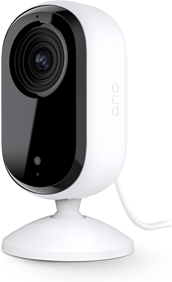 Arlo Essential Security Camera HD | Indoor Only | 2nd Gen | Pet Camera & Baby Monitor | Wired, Automated Privacy Shield, 2-Way Audio, Night Vision, Live Stream, Motion Alerts,Notifications|White 1 Cam