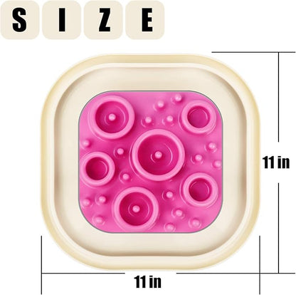 Bolux Slow Feeder Dog Bowls, 11"×11" No-Spill Dog Food Puzzle Bowl, Pet Slow Feeder Lick Mat, Puppy Funny Feeder Bowl, Large & Heavy Dog Dishes, Slow Eating Pet Bowl for Small Medium Large Dogs