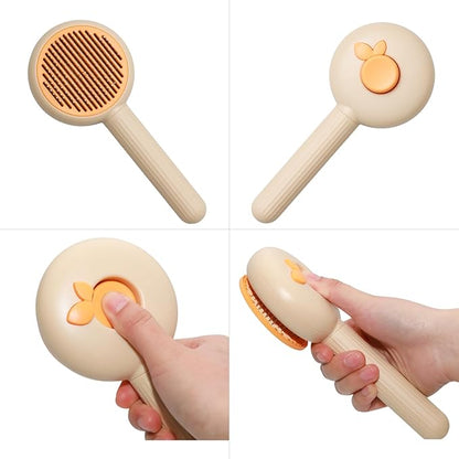 Pet Massage Comb, Knot Opening Comb, Self-Cleaning, Cat And Dog Universal, One Click Hair Removal,Pet Supplies Hair Remover Tool, Light Yellow - Persimmon Style, One Piece