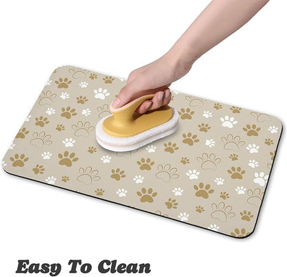 Dog Food Mat, Absorbent Water Bowl Mats Cat Pet Feeding Placemats Beige 16 * 24 inch