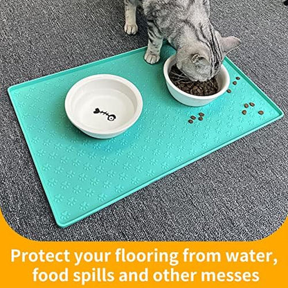 Ptlom Pet Placemat for Dog and Cat, Mat for Prevent Food and Water Overflow, Suitable for Small, Medium and Big Pet 18" 12", Light Green - Image 5