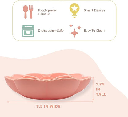 Hanara Sillicone Slow Feeder Dog Bowls & Lick Mat with Suction Bottom | Rose Petals Design | Promotes Better Digestion, Prevent Choking | Dish Washer Safe | Great Size for All Breed (Peach Beige)