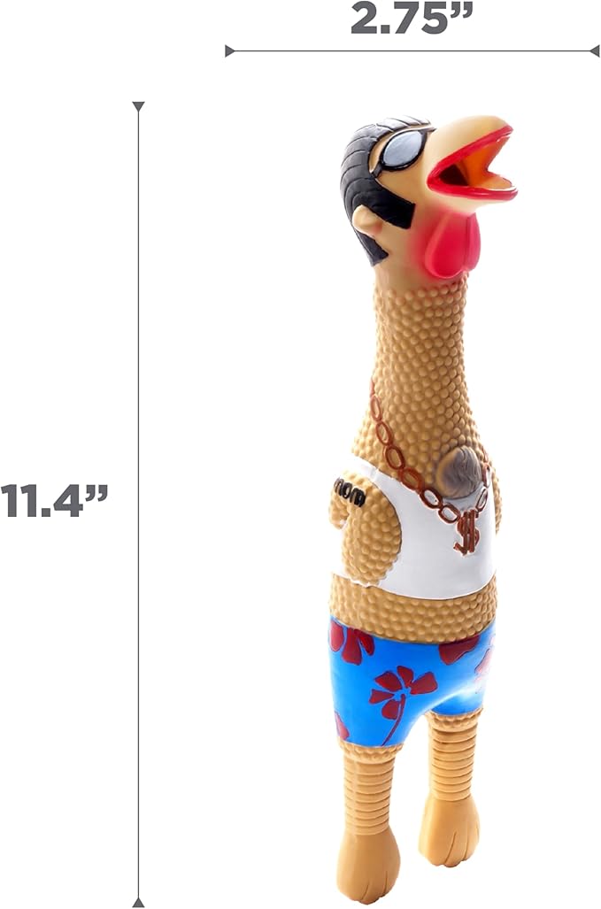 Outward Hound by Charming Pet Squawkers Earl Latex Squeaky Rubber Chicken Dog Toy,Funny Interactive Holiday Toy for Dogs,Large Size,(Pack of 2)