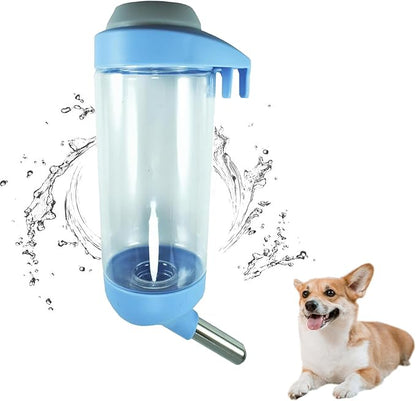 No-Drip 500ml Pet Water Bottle for Dogs & Small Animals (Rabbit/Hamster/Guinea Pig) - Adjustable Cage-Mounted Dispenser with Detachable Leak-Proof Design for Kennels/Crates Blue