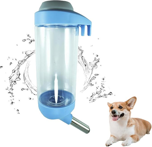 No-Drip 500ml Pet Water Bottle for Dogs & Small Animals (Rabbit/Hamster/Guinea Pig) - Adjustable Cage-Mounted Dispenser with Detachable Leak-Proof Design for Kennels/Crates Blue