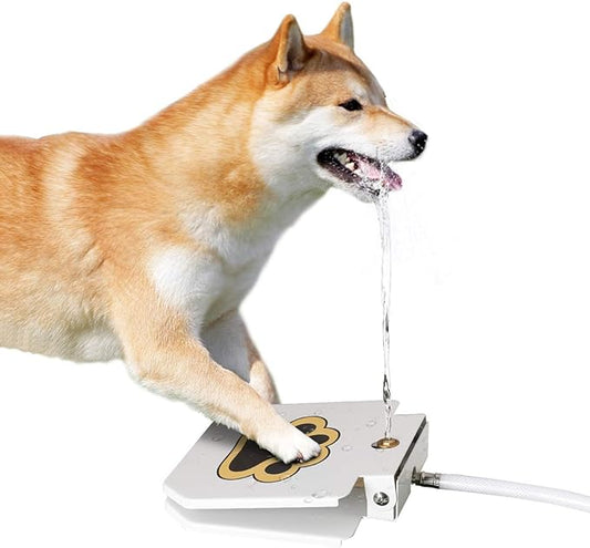 Piepea Brass Valve Outdoor Dog/Pet Water Fountain, Step On Dog/Pet Water Dispenser System for Fresh Water, Upgraded Version providing Constant Stream,41" Hose