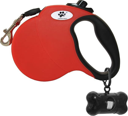 16 ft Retractable Dog Leash for Large Dogs up to 44 lbs,Tangle-Free Nylon Tape,Red M