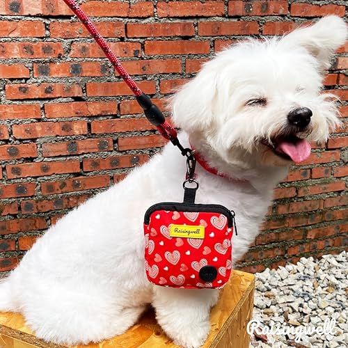 Raisingwell Dog Treat Pouch for Pet Walking and Training with Clicker Poop Bags Small Fanny Zipper Pack Holder for Puppy Snack Dispenser Kit for Leash and Outdoor Use (Valentine) - Image 5