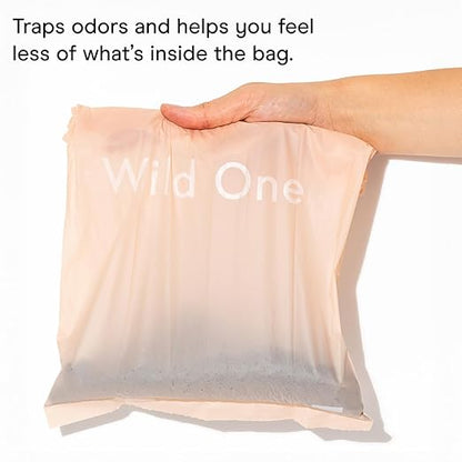 Wild One Dog Poop Bags, 180 Leak Proof Bags Made From Cornstarch, Eco-Friendly, Unscented, Blush Color