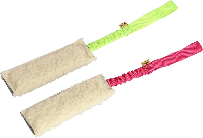 Dingo Tug Toys for Dog, Faux Fur Handle Bungee Agility Motivation Reward Z30021 (Wool)