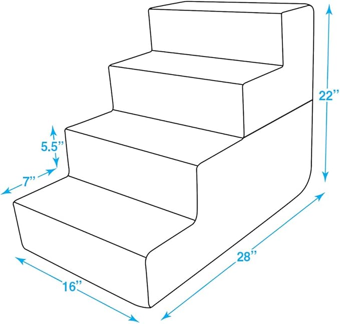 Best Pet Supplies Dog Stairs & Steps - Foam Steps for Small Dogs & Cats, Non-Slip Indoor Balanced Pet Step Support, Dog Ramp, No Assembly, Pale Teal, Foldable 4-Step (22-inch Height)