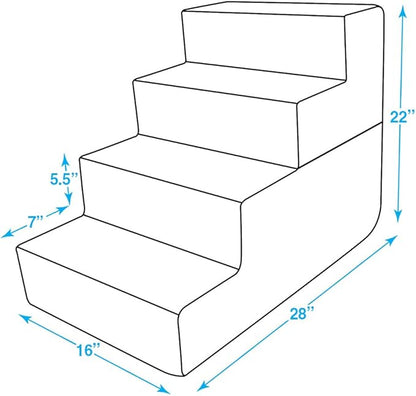 Best Pet Supplies Foldable Foam Pet Steps for Small Dogs and Cats, Portable Ramp Stairs for Couch, Sofa, and High Bed Climbing, Non-Slip Balanced Indoor Step Support, Paw Safe - Sand, 4-Step