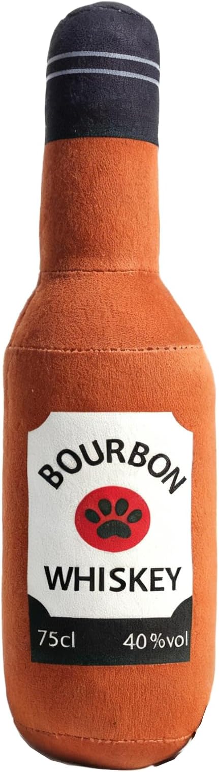 Dog Toy Squeaky Dog Toys for Boredom Whiskey Shape Interactive Dog Toys Birthday Gifts Plush Chew Toy for Small Medium Dogs