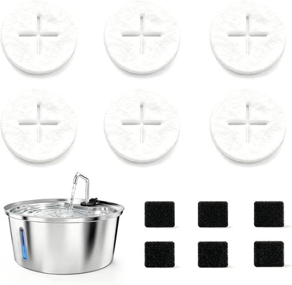 Dog Water Fountain Filters, Pet Fountain Replacement Filters for WF02, White 6 Count (Pack of 1)