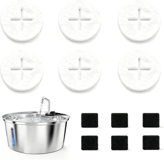 Dog Water Fountain Filters, Pet Fountain Replacement Filters for WF02, White 6 Count (Pack of 1)