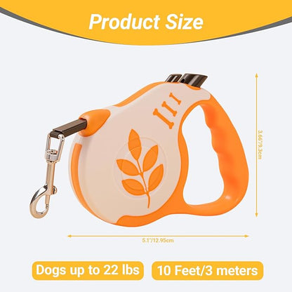 Retractable Dog Leash with Non-Slip Handle, 16 FT Automatic Telescopic Tractor with Atuo Locking Botton，Durable Pet Tape for Small and Medium-Sized Dogs Orange