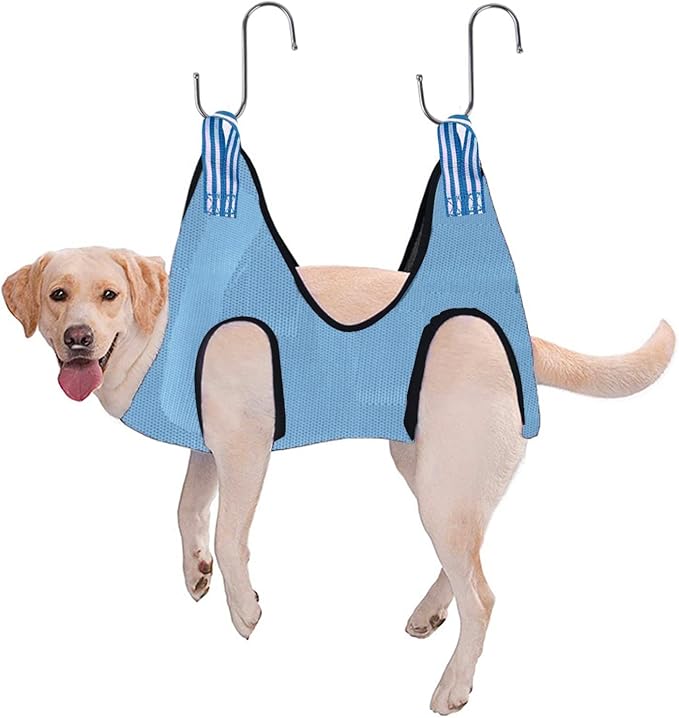 Pet Cat Grooming Hammock Restraint Towel Bag Bathing Bag Harness Breathable Dog for Trimming Puppy Small Medium Dogs Claw Care, Light Blue, S