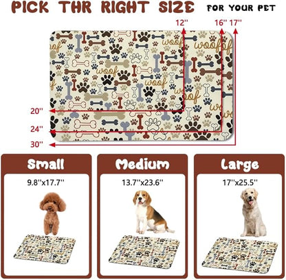 Dog Food Mats for Floors Waterproof, Pet Water Bowl Mats Pet Feeding Absorbent Placemats Beige 12 * 20 inch