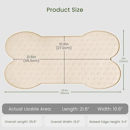 Dog Food Mat Anti-Slip Silicone Dog Bowl Mat Thicker Pet Placemat Waterproof Cat Feeder Pad with Raised Edge Puppy Kitten Feeding Mats Suitable Small Medium-Sized Dogs Cats Eating Tray