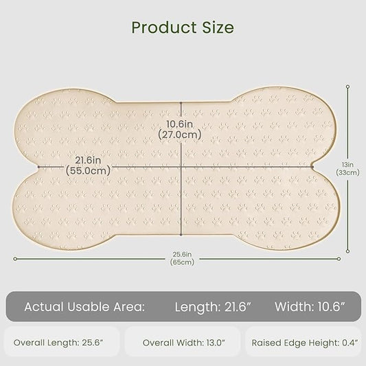 Dog Food Mat Anti-Slip Silicone Dog Bowl Mat Thicker Pet Placemat Waterproof Cat Feeder Pad with Raised Edge Puppy Kitten Feeding Mats Suitable Small Medium-Sized Dogs Cats Eating Tray