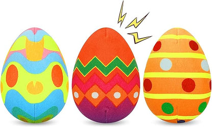 Rypet 3 Pack Easter Toys for Dogs Stuffed Dog Toys Egg Squeaker Plush Pet Toy Puppy Chew Toys Easter Gift for Small Medium Dogs