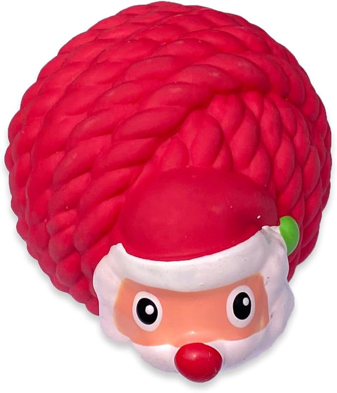 WantChew Latex Dog Squeaky Chew Toy Chrismas Series (Santa Ball)