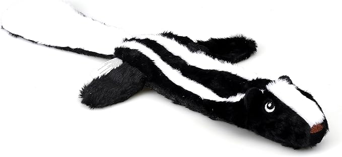 5 Pack Plush No Stuffing Double Squeaker Dog Toys, Tiger, Raccoon, Skunk, Fox, and Lion for Small, Medium and Large Dogs
