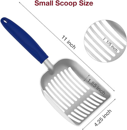 Cat Litter Scoop, Kitty Metal Scooper, Aluminum Alloy Sifter, Kitten Pooper Lifter, Deep Shovel, Long Handle, Poop Sifting, Durable, Heavy Duty, for Litter Box