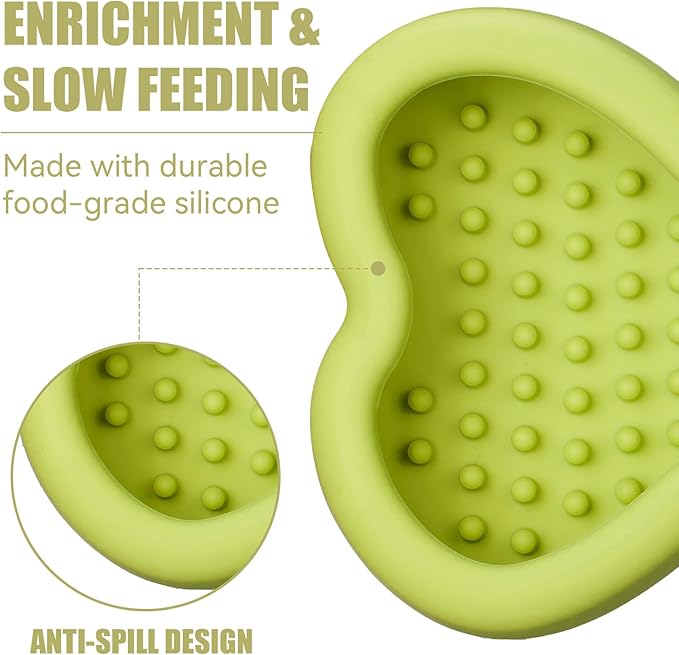 Lick Mat for Dogs, Animire Anti-Spilled Bow Tie Lick Bowls for Anxiety Relief, Silicone Slow Feeder Licking Pad with Suction Cups, Freezeable Dog Enrichment Toy for Boredom and Distraction(Green,S)