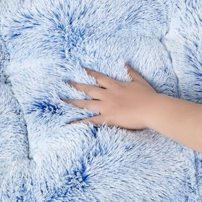 EHEYCIGA Fluffy Dog Crate Bed for Small Dogs, Plush Crate Pad, Blue - Image 4