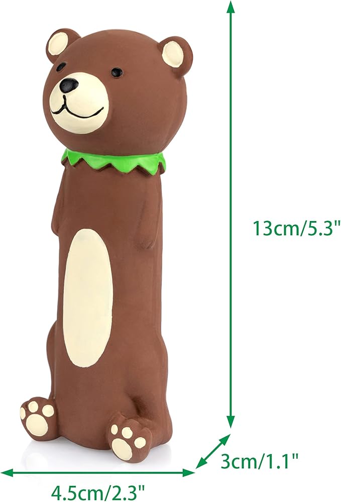CHIWAVA 4 Pack Squeak Latex Dog Toy Funny Brown Bear Sets Pet Interactive Play for Small Dogs