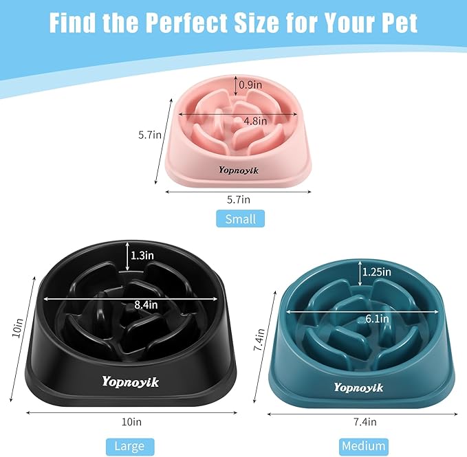 Slow Feeder Dog Bowls for Healthy Eating, Non-Slip and Anti-Choking Design, Reduces Bloating & Overeating for Large Dogs, Easy to Clean