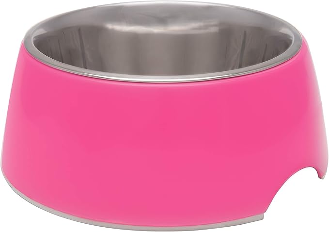 Loving Pets - Retro Bowl Dog Food Water Bowl No Tip Stainless Steel Elevated Pet Bowl No Skid Spill Proof (Large, Pink)