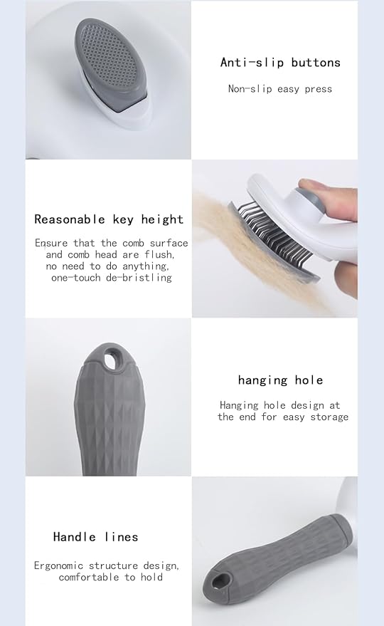 Cat Brush with Release Button, universal for cats and dogs, one click release, brush and flea comb combination set，Pet Hair Comb Tear Stay Removal, knotted skin floating hair tangled fleas (Pink)