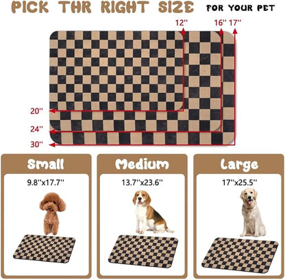 Dog Food Mats for Floors Waterproof, Pet Water Bowl Mats Pet Feeding Absorbent Placemats Plaid 12 * 20 inch