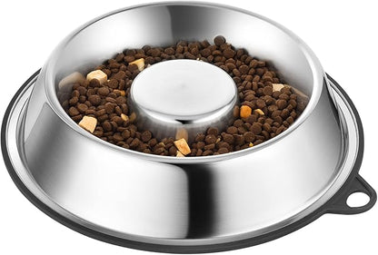 PEGGY11 Stainless Steel Slow Feeder Dog Bowl - Holds 5 Cups, for Large Size Dog