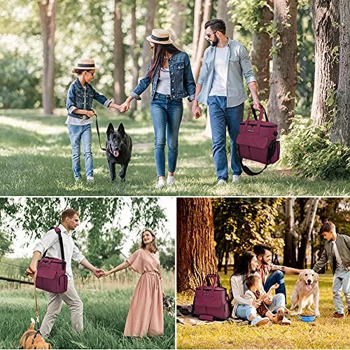 Modoker Weekend Dog Travel Bag with 2 Food Bags, 2 Bowls and Mat,Rose Red - Image 6