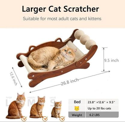 Natural Sisal Cat Scratch Pad with Sisal Cat Scratching Balls, Large Cat Scratcher Bed Hammock Lounge for Scratching Pad, Protects Furniture(Caramel)