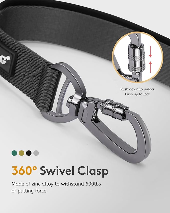MIDOG Multifunctional Dog Leash Hands Free for Large Dogs - Adjustable Waist Leash with Zipper Pounch& Bungee Cord for Jogging/Running/Walking(4-7FT,Black)