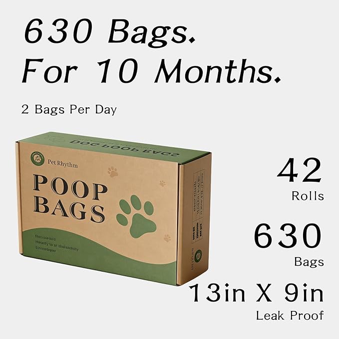 Scented Dog Poop Bags - 630 counts Black Pet Waste Bags with Dispensers, Extra Large 13x9 Inch Leak-Proof Fragrance Bags for Dogs Walking and Cat Litter