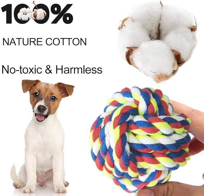 6 Pack Dog Rope Toys for Small Medium Large Breed, Tough Chew Rope Tug Toy for Dogs, Flying Disc Fetch Toy Dog Rope Ball, Interactive Toy for Boredom, Puppy Teeth Cleaning