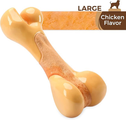 Tikaton Indestructible Dog Chew Toys for Aggressive Chewers, Chicken Flavor Durable Dog Teething Chew Toys Bones for Large/Medium/Small Puppies