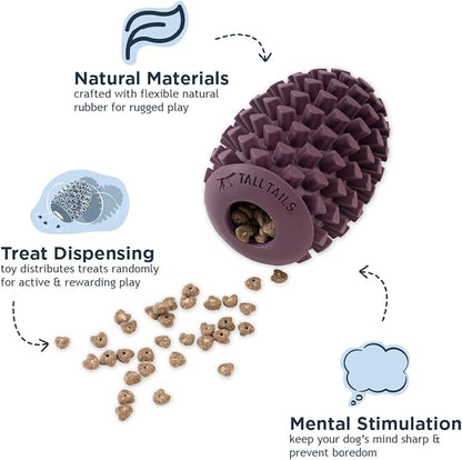 Tall Tails Pinecone Natural Rubber Reward Toy for Dogs - Use for Spreadables Treats and Kibble Play