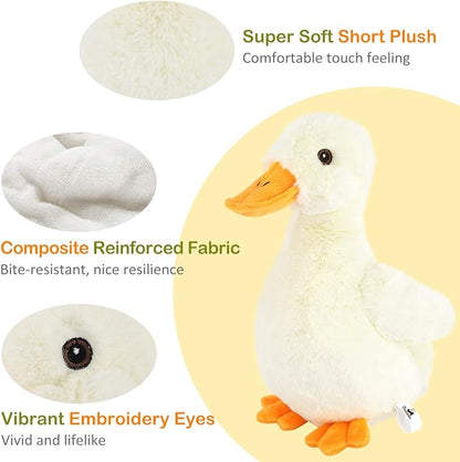 Pawaboo Squeak Plush Duck Dog Toy, Large 12'' Super Soft PlushStuffed Duck-Shaped Pet Toys, Crinkle Paper Rattle Pet Biting Training Chew Toys Non-Toxic Plush Doll for Pets Dogs, Light Yellow/Orange