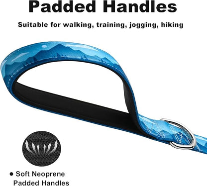 5ft Nylon Dog Leash with Soft Neoprene Handle for Small Dogs, Blue Sunset