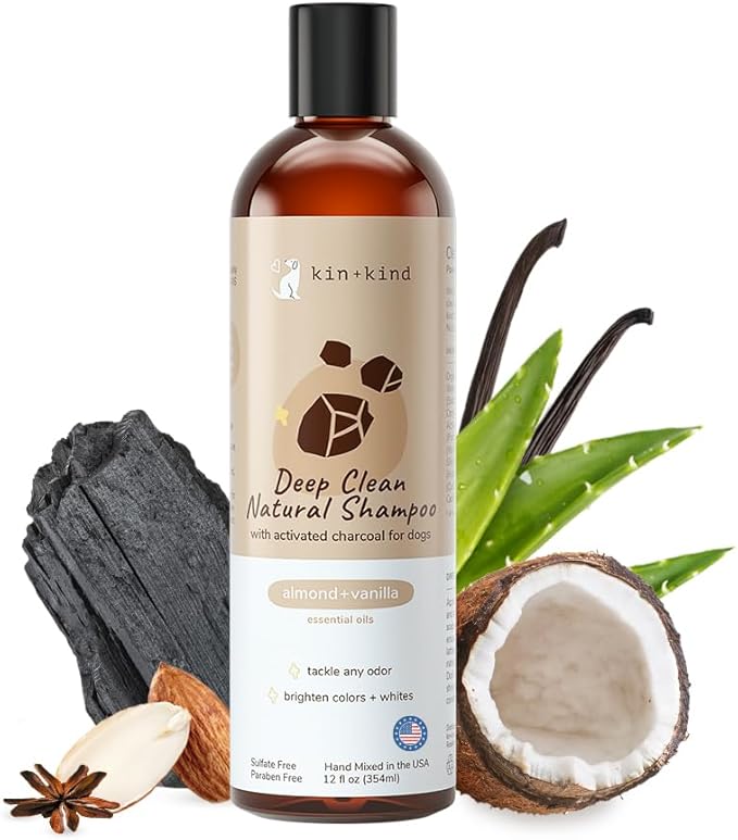 kin+kind Deep Clean Natural Dog Shampoo - Deep Clean & Odor Control - Almond + Vanilla Fragrance - 12 fl oz