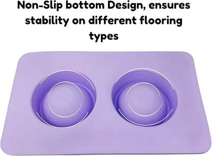 BoldPet® Dog Food and Water Bowl Set - Food Grade,Non-Slip Design Silicone Mat - Includes 2 Removable Stainless Steel Dog Bowls for Small Dogs - Perfect Puppy Bowls Set - Pet Bowls for Dogs and Cats