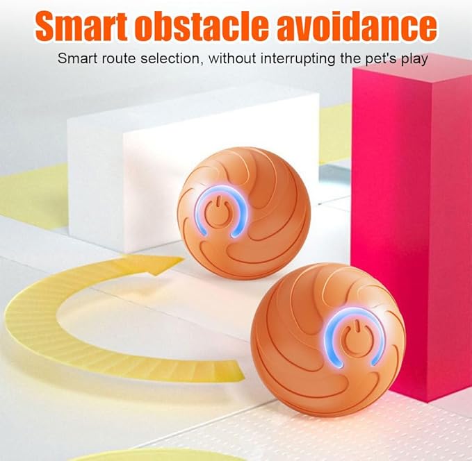 MiOYOOW Interactive Dog Toy, Automatic Dog Bounce Balls with Colorful Light USB Charging Pet Rolling Ball for Dogs Playing Training