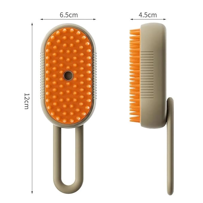 Cat Brush, 4 in 1 Self Cleaning Silicone Cat Steam Brush Quick & Easy Pet Hair Remover Comb for Shedding, Massage, Cleaning, 360° Rotating Pet Steam Brushs for Cats Dogs (Brown)